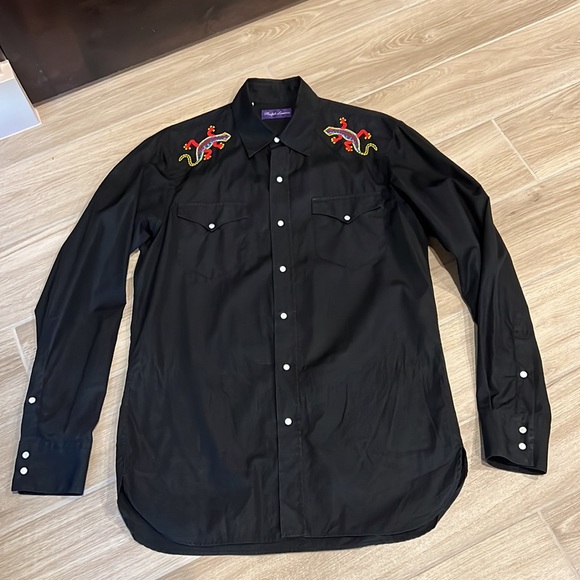 Ralph Lauren Purple Label Other - Ralph Lauren Purple label beaded Western shirt size M pearl snap buttons Cowboy
